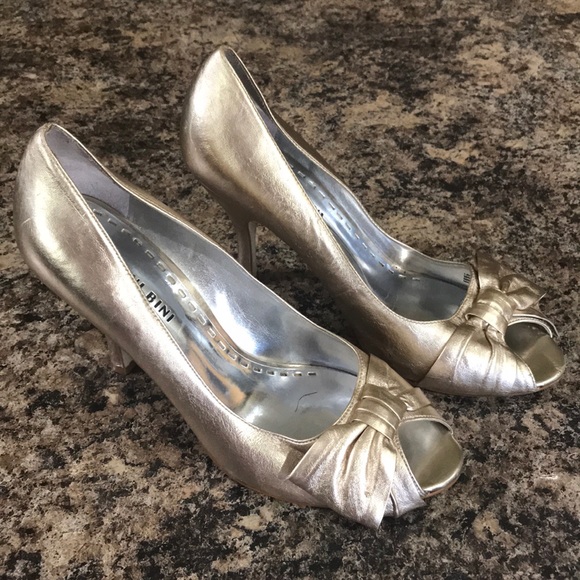 GIANNI BINI Gold Bow Open Toe Heels - Picture 8 of 8